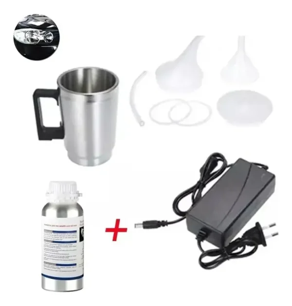 220V Headlight Restoration Kit, Power Funnel Cap, Rubber Gasket, Atomizing Cup