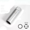 Matte silver 14mm/16mm short spark plug socket with 3/8" drive and strong internal magnet.
