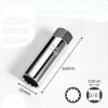 Matte silver 14mm/16mm short spark plug socket with 3/8" drive and strong internal magnet.