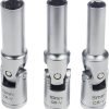 Three chrome vanadium universal joint sockets (8mm, 10mm, and 12mm) displayed side-by-side on a white background, highlighting their flexible joints.