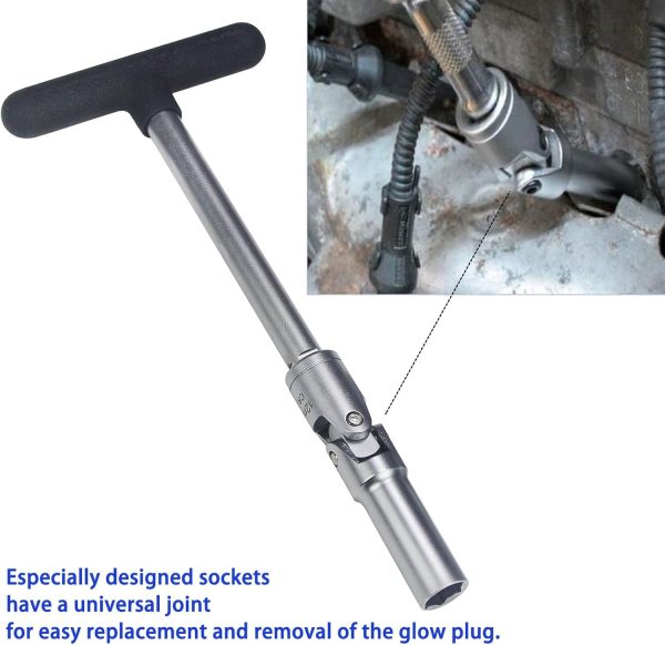Three chrome vanadium universal joint sockets (8mm, 10mm, and 12mm) displayed side-by-side on a white background, highlighting their flexible joints.