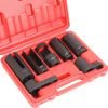 Red case containing a 7-piece black chrome vanadium steel oxygen sensor and vacuum switch socket wrench set.