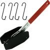 red-handled compact ratcheting brake spreader with 4 black-tip S-hooks on a white background.
