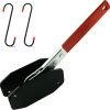 red-handled compact ratcheting brake spreader with 2 red-tip S-hooks on a white background.