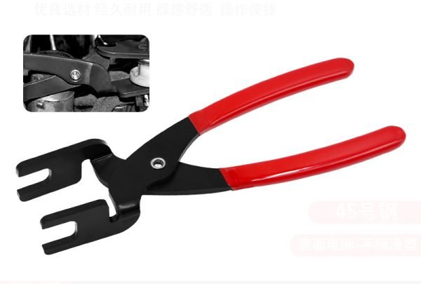 Usage scenarios of fuel line disconnect pliers on engine fuel pipes and AC lines.