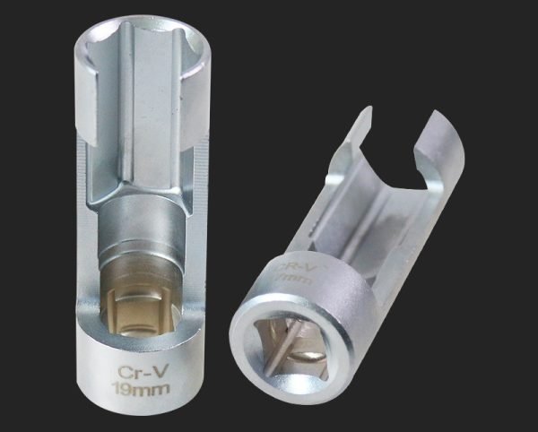 17mm side slot oxygen sensor socket diagram with dimensions showing 12.5mm square drive and 45mm slot depth.