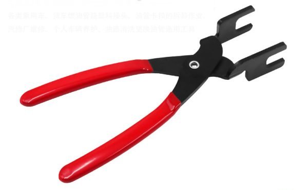 Usage scenarios of fuel line disconnect pliers on engine fuel pipes and AC lines.