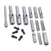 Open blue case displaying an 18-piece chrome vanadium flexible socket set organized by size.