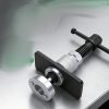 High-angle studio shot of the complete 5-piece industrial grade brake caliper wind-back tool set against a clean background.