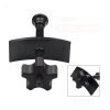 Full view of the black brake caliper press tool showing the ergonomic nylon knob and curved pressure plate.