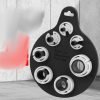 Seven piece white and black plastic fuel line disconnect tool set on a hanging board, sizes from 1/4 inch to 7/8 inch, used for removing car AC and fuel line quick connectors.