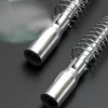 T-handle spark plug wrench with green handle and silver spring guard, displayed diagonally on a dark background.