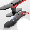 Full view of the red and black ratcheting brake caliper spreader with its two magnetic plates.