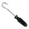 Black handled automotive hose removal hook with a curved hard steel pointed tip, 190mm long, used for pulling stuck coolant and fuel hoses off metal fittings.