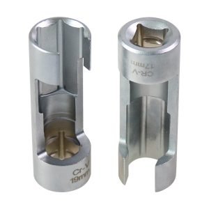 17mm side slot oxygen sensor socket diagram with dimensions showing 12.5mm square drive and 45mm slot depth.