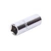 A single 16mm chrome spark plug socket with a 1/2" drive base, displayed against a white background, showcasing its heavy build and mirror polish.
