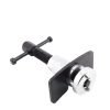 Complete 3-piece brake caliper wind-back tool set displayed clearly, showing the main tool, black backing plate, and chrome adapter.