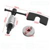 High-angle studio shot of the complete 5-piece industrial grade brake caliper wind-back tool set against a clean background.