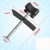 Full view of the black and silver brake caliper press tool showing the cross-handle and curved pressure plate.