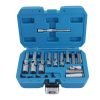 Open blue case displaying an 18-piece chrome vanadium flexible socket set organized by size.