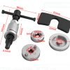 High-angle studio shot of the complete 5-piece industrial grade brake caliper wind-back tool set against a clean background.