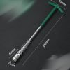 xtra long 370mm T-handle spark plug wrench with green handle and spring guard, displayed diagonally on a dark background.