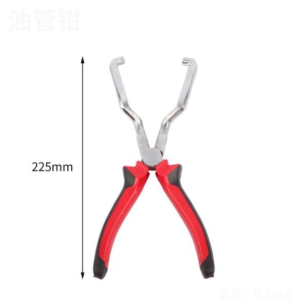 An overhead view of the 11-piece deluxe auto repair kit featuring pure red handle pliers, nylon trim removal tools, and electrical terminal extractors in a zippered case.