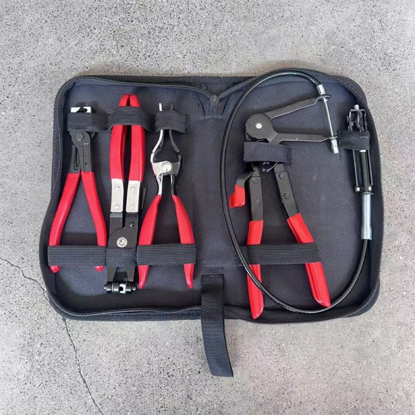 Professional 4-Piece Cable End Fitting Pliers Set - Hose & Wire Crimp Tool Kit for Bicycle, Motorcycle & Auto Repair | with Heavy Duty Storage Bag