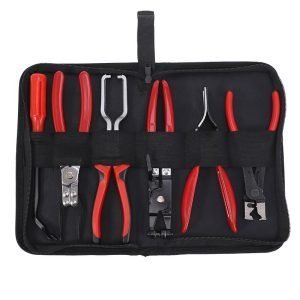 Automotive Repair Pliers Tool Kit, Auto Service Hand Pliers Set with Red‑Edge Zipper Storage Pouch for Car DIY & Workshop Repair