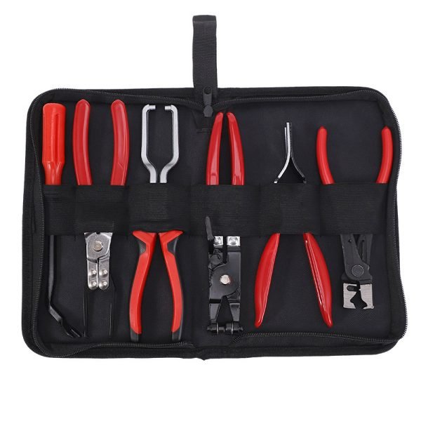 Automotive Repair Pliers Tool Kit, Auto Service Hand Pliers Set with Red‑Edge Zipper Storage Pouch for Car DIY & Workshop Repair