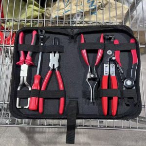 Automotive Repair Pliers Tool Kit, Auto Service Hand Pliers Set with Red‑Edge Zipper Storage Pouch for Car DIY & Workshop Repair