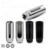 A silver 22mm chrome oxygen sensor socket featuring a narrow 8mm slot and 1/2 inch drive.