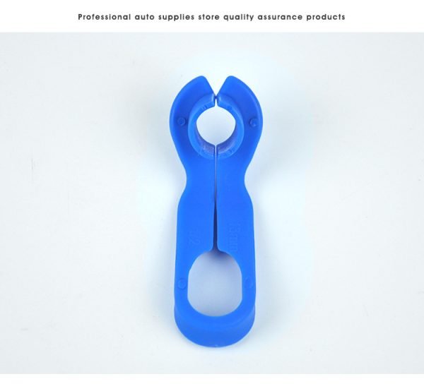 Set of 7 blue plastic fuel line disconnect tools in various sizes ranging from 1/4 inch to 7/8 inch, used for removing automotive quick release connectors and AC lines.