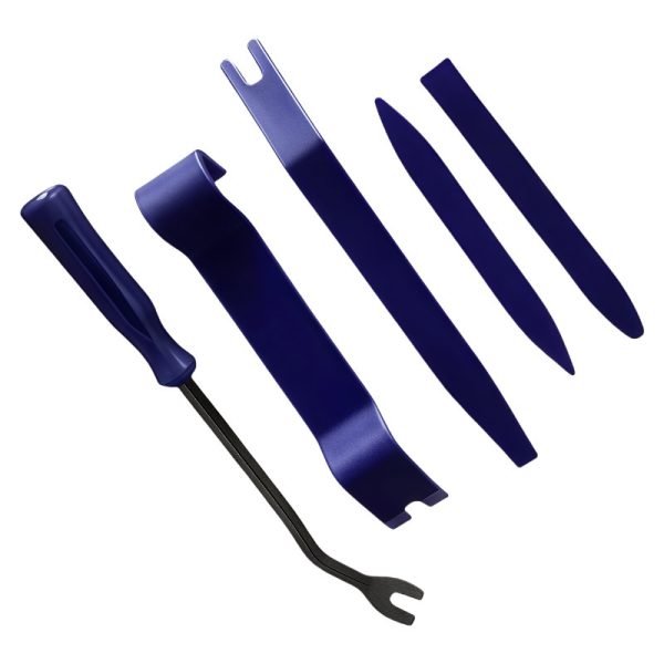 5PCS classic blue nylon trim removal tools laid out on a white background.