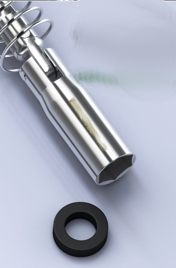 T-handle spark plug wrench with green handle and silver spring guard, displayed diagonally on a dark background.