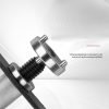 Complete 3-piece brake caliper wind-back tool set displayed clearly, showing the main tool, black backing plate, and chrome adapter.