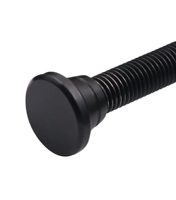 Full view of the black brake caliper press tool showing the ergonomic nylon knob and curved pressure plate.